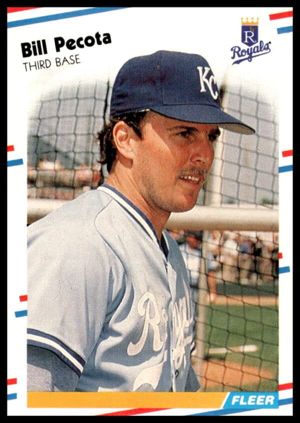 1988 Fleer Bill Pecota card featuring him in Kansas City Royals uniform, #264.