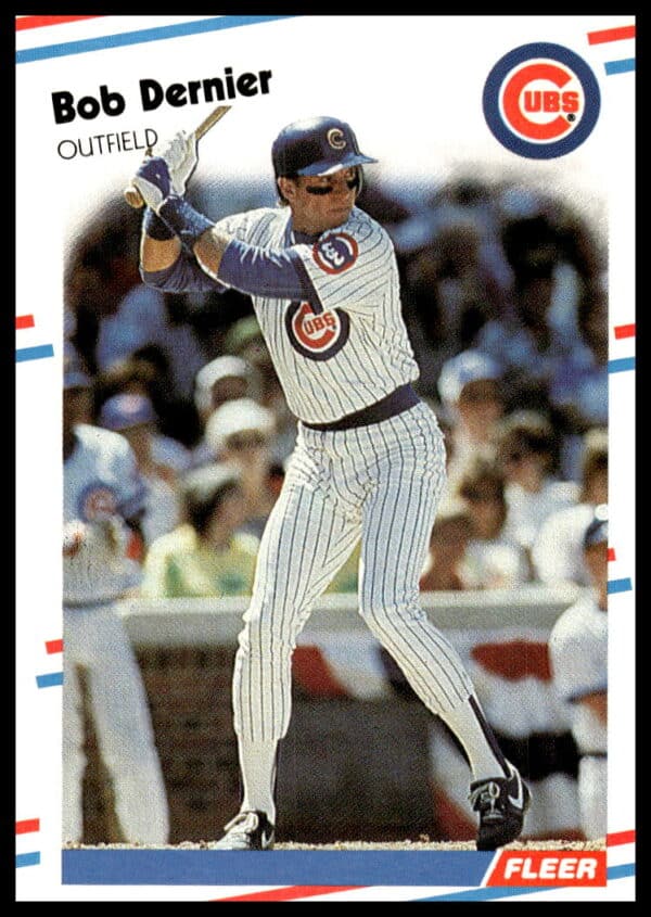 Bob Dernier 1988 Fleer baseball card #417, showcasing Cubs uniform and athletic stance.