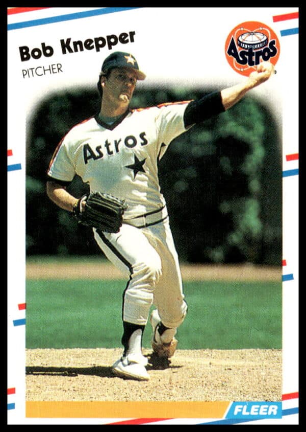Bob Knepper 1988 Fleer Astros Pitcher Card #451, In-Action Shot.