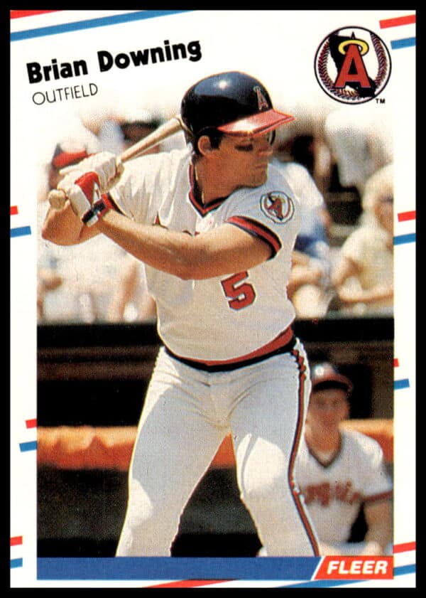 1988 Fleer Brian Downing baseball card, #488, iconic MLB player in action.