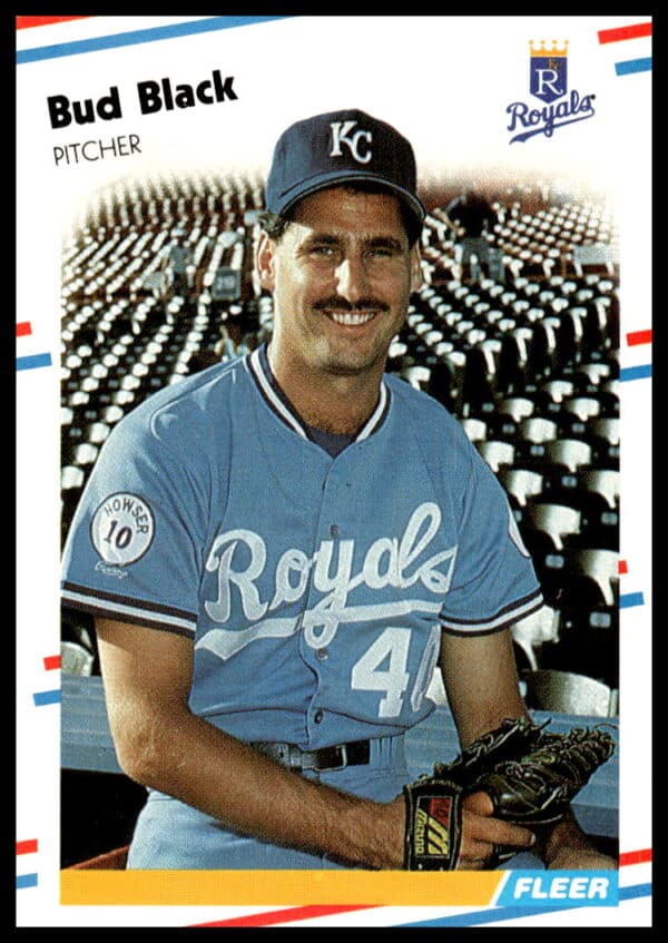 Bud Black 1988 Fleer baseball card #252 in Kansas City Royals uniform.