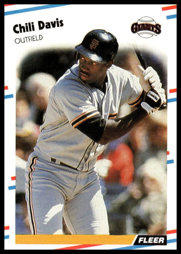 1988 Fleer Chili Davis #79 collectible baseball card in Giants uniform.