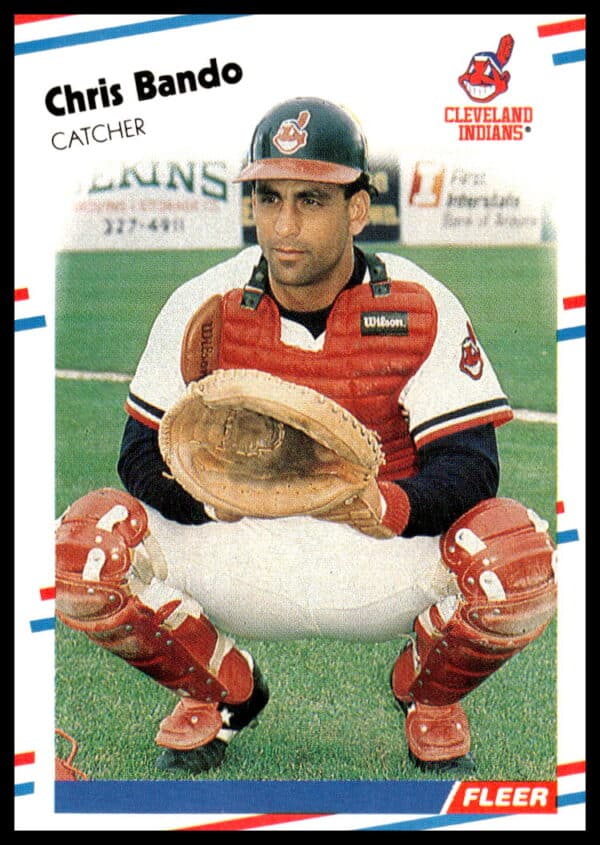1988 Fleer baseball card featuring Chris Bando in Cleveland Indians uniform, card number 601.