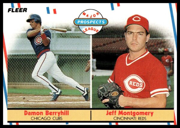 1988 Fleer card featuring MLB players Damon Berryhill and Jeff Montgomery, card #642 front view.