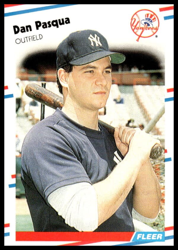 Dan Pasqua 1988 Fleer card, White Sox uniform, batting stance, #217.