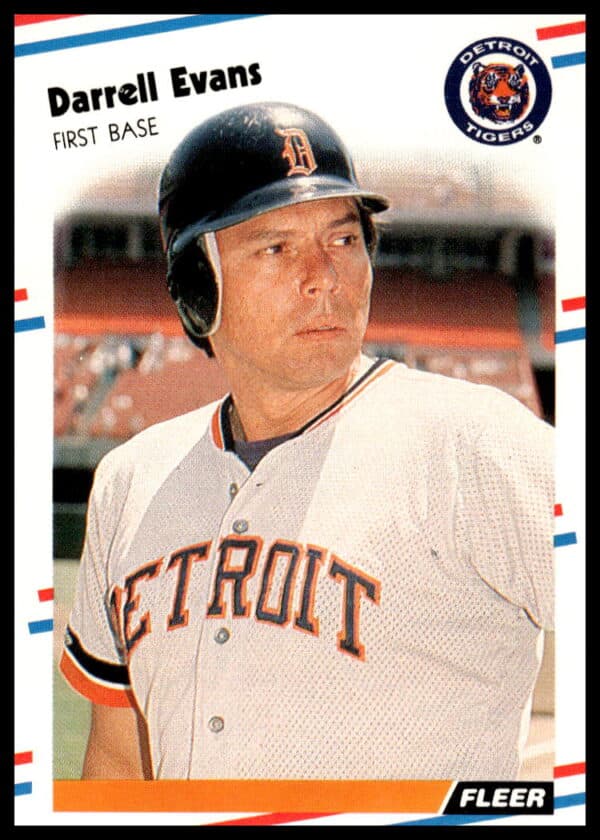 Darrell Evans 1988 Fleer Baseball Card #54 Front featuring player in vintage uniform.
