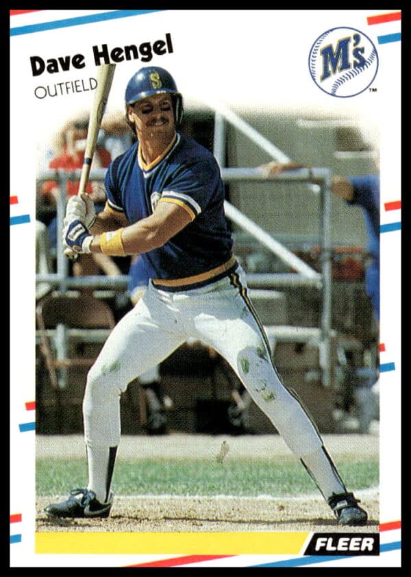 1988 Fleer Dave Hengel #375 in Seattle Mariners uniform, baseball card front.