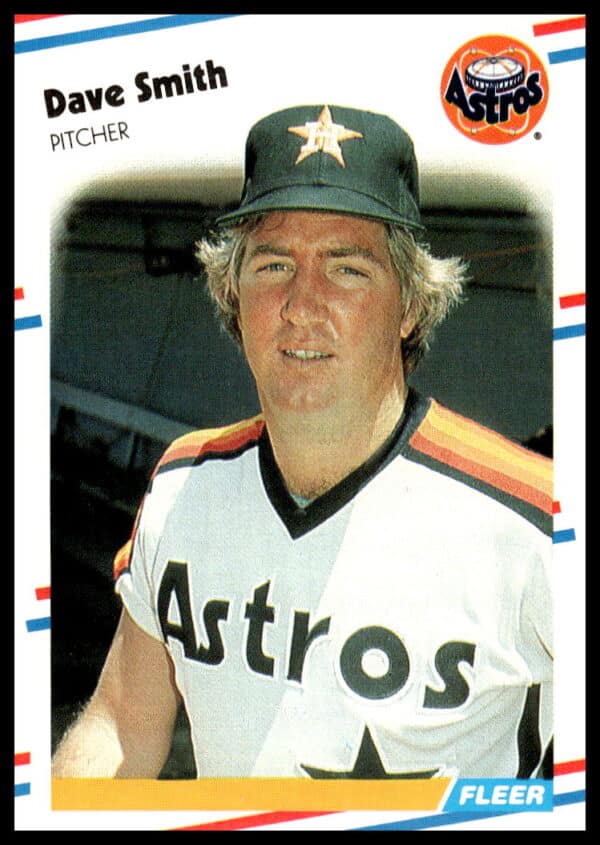 Dave Smith 1988 Fleer Baseball Card #457, Houston Astros Pitcher, Front View.