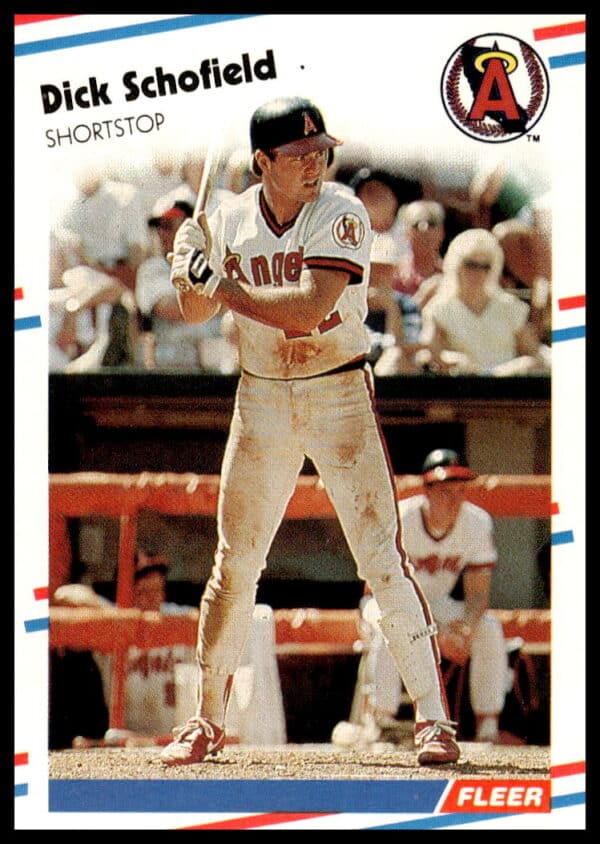1988 Fleer Baseball Card, Dick Schofield #504, featuring classic late 80s MLB design.