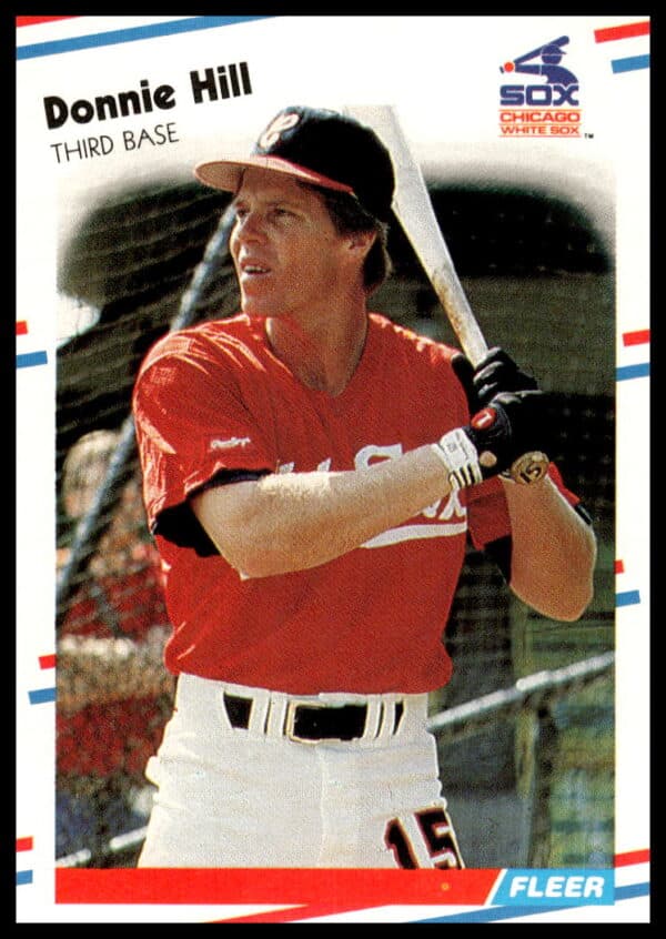 Donnie Hill 1988 Fleer #400 baseball card, Chicago White Sox uniform, fielding stance.