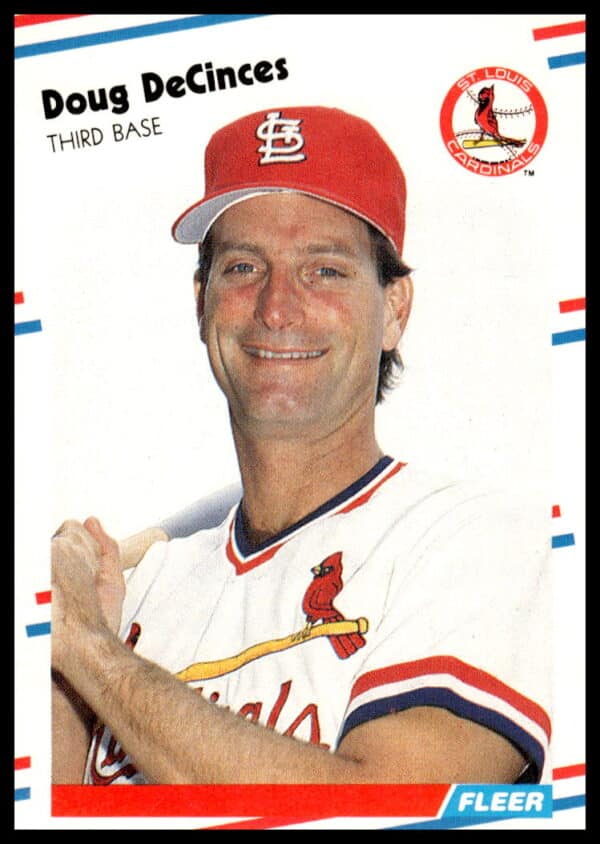 Doug DeCinces 1988 Fleer Baseball Card #31 showing him mid-action in team uniform.
