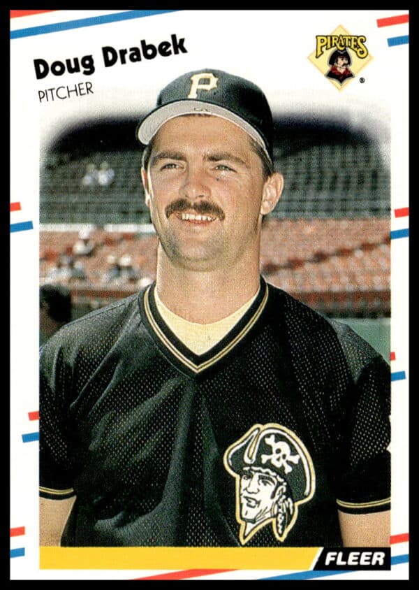 1988 Fleer Doug Drabek Baseball Card #327 featuring Pittsburgh Pirates pitcher.