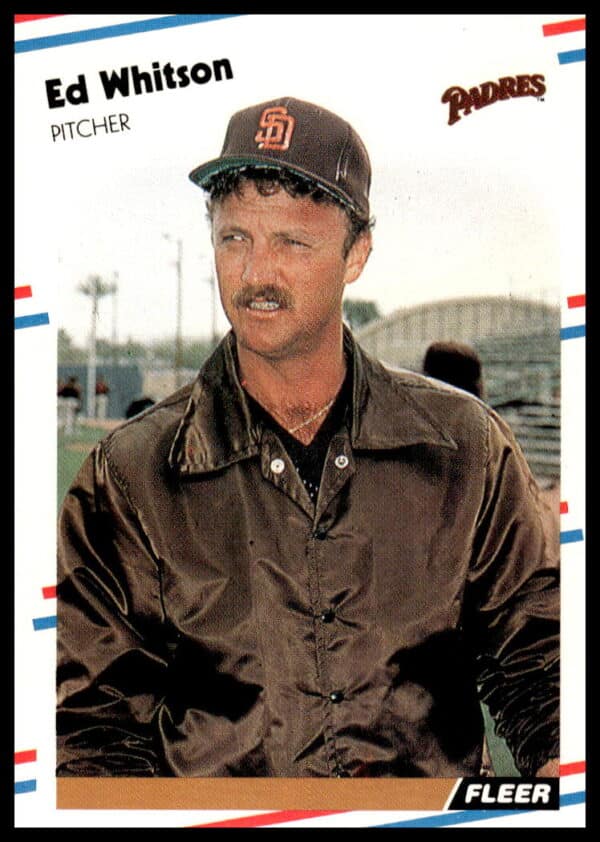 Ed Whitson pitching in Padres uniform, 1988 Fleer #599 baseball card.