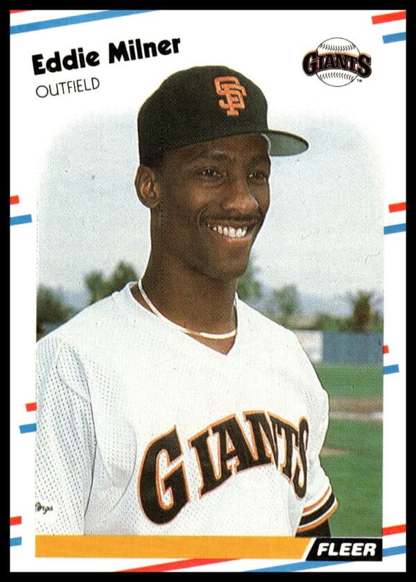 Eddie Milner 1988 Fleer card #90, Cincinnati Reds outfielder, front view.