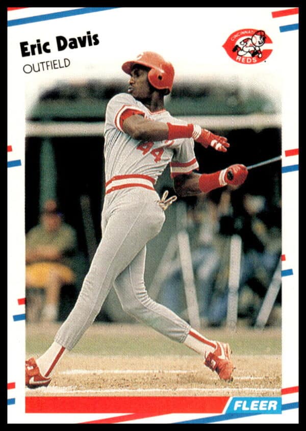 Eric Davis 1988 Fleer card #231, Cincinnati Reds uniform, dynamic late 80s style.