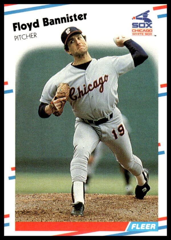 1988 Fleer Floyd Bannister Baseball Card #392 featuring pitcher in action, Chicago White Sox.