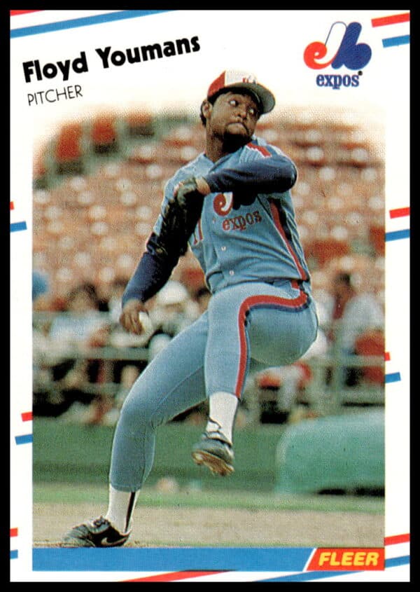 Floyd Youmans, 1988 Fleer #201, Montreal Expos pitcher card front.