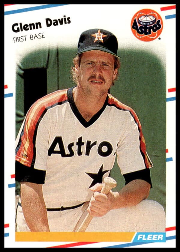Vintage 1988 Fleer Glenn Davis baseball card #445, featuring his Houston Astros uniform.