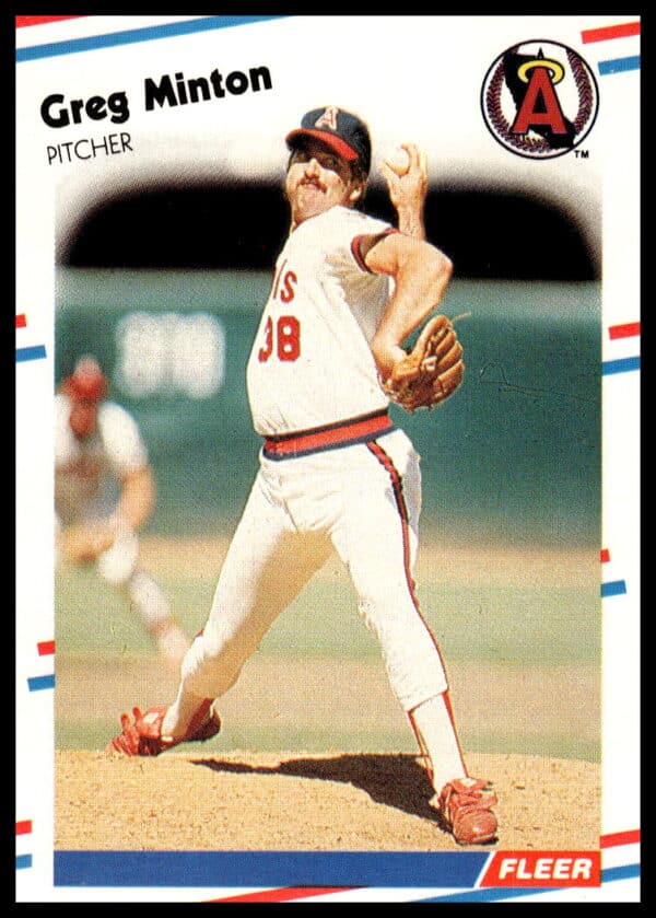 Greg Minton 1988 Fleer card #499, pitcher in uniform, baseball memorabilia.