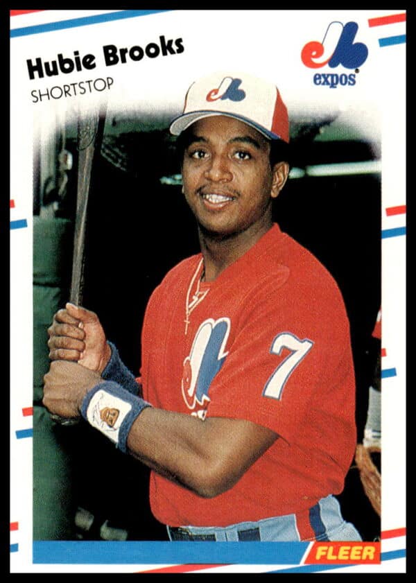 1988 Fleer Hubie Brooks in Mets uniform, card #179, front view.