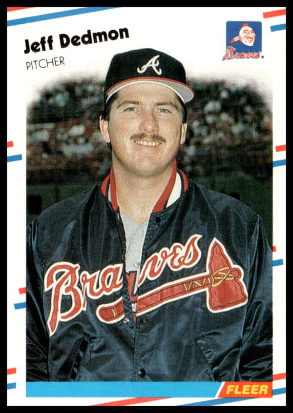 1988 Fleer Baseball Card: Jeff Dedmon, Atlanta Braves #537, vintage collectible, focused expression.