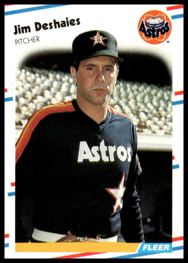 Jim Deshaies 1988 Fleer Baseball Card #446, Houston Astros Pitcher, Front View.
