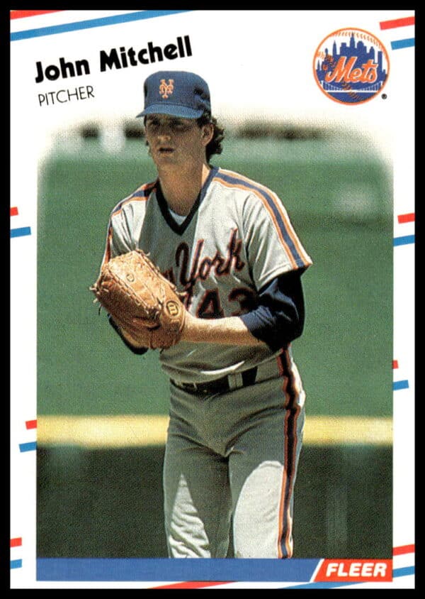 John Mitchell 1988 Fleer baseball card, New York Mets, card #145 front view.