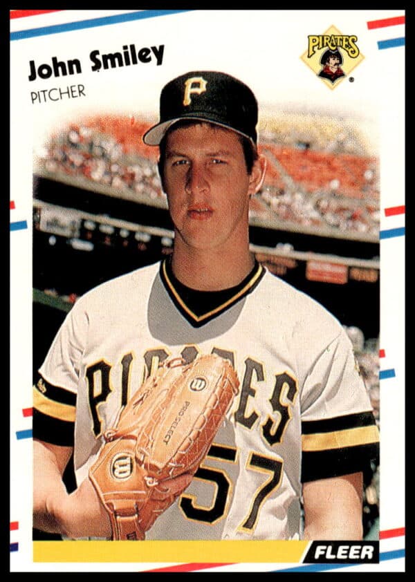 1988 Fleer Baseball Card, John Smiley #340, Pittsburgh Pirates pitcher in action.