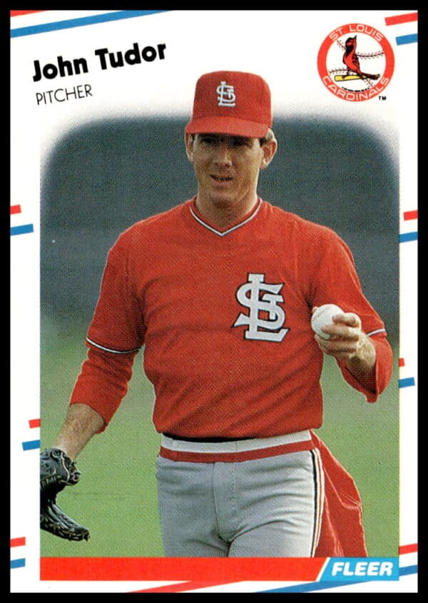 1988 Fleer John Tudor card #48, featuring him pitching for the Cardinals.