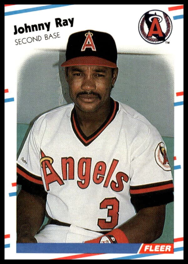 1988 Fleer Johnny Ray baseball card showcasing Pittsburgh Pirates uniform and dynamic pose.