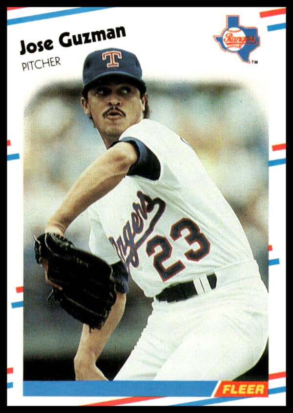 Jose Guzman 1988 Fleer Baseball Card #467 featuring Texas Rangers Pitcher.