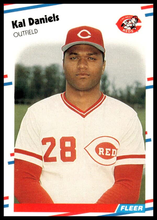 Kal Daniels 1988 Fleer card #230, Cincinnati Reds uniform, iconic baseball collectible.