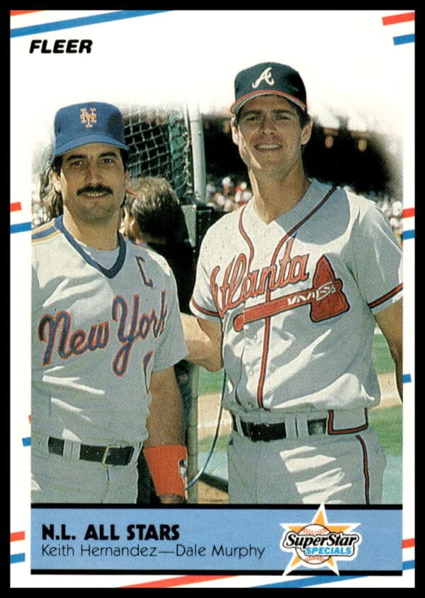 1988 Fleer card featuring MLB legends Keith Hernandez and Dale Murphy, #639.