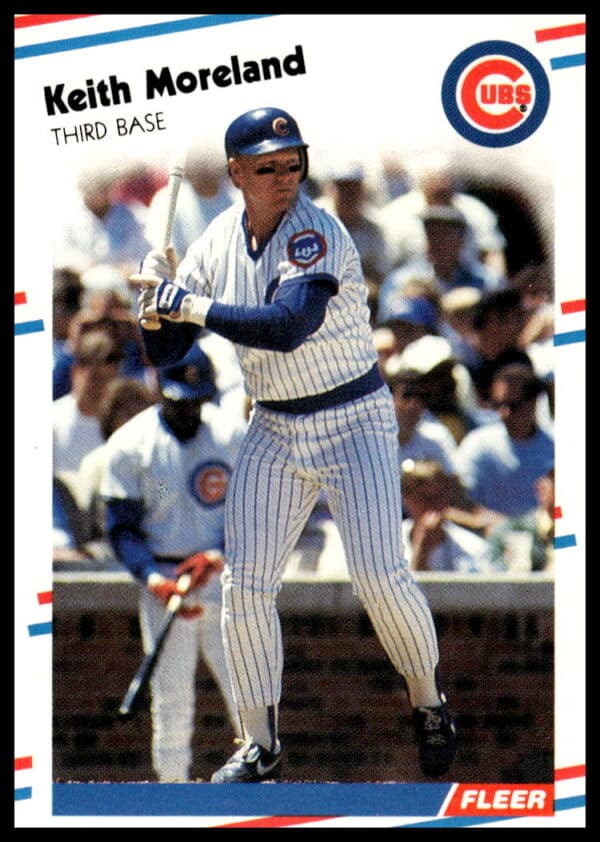 1988 Fleer card of Keith Moreland, Chicago Cubs, in action, #425.