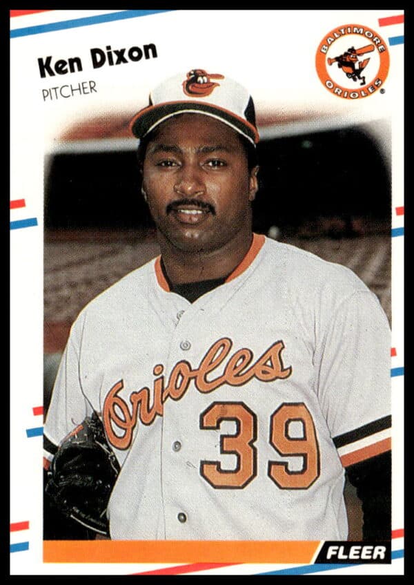 1988 Fleer Ken Dixon Baseball Card #557, showcasing Dixon in uniform with vivid 1980s design.