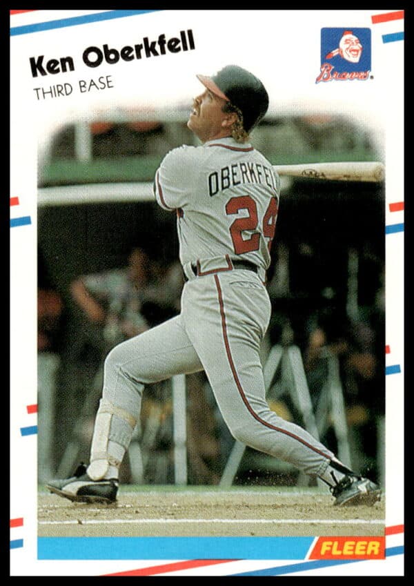 1988 Fleer Ken Oberkfell baseball card #545 featuring his team uniform and position.