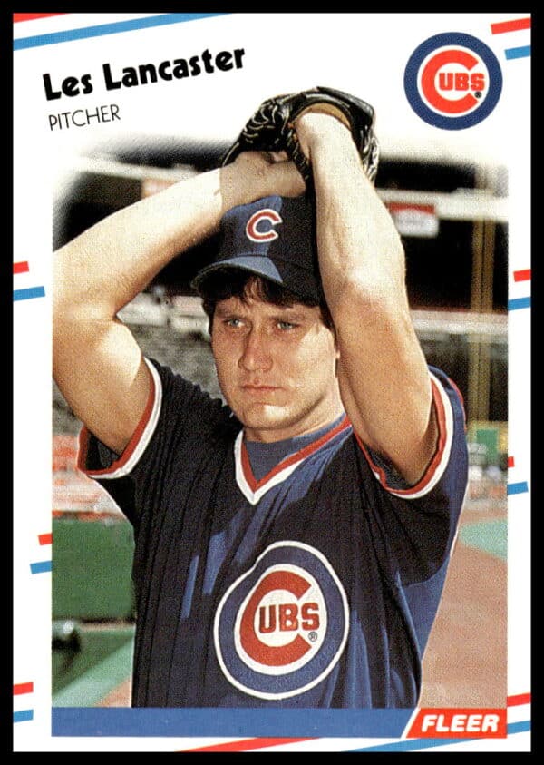 Front of 1988 Fleer baseball card #421 featuring pitcher Les Lancaster.