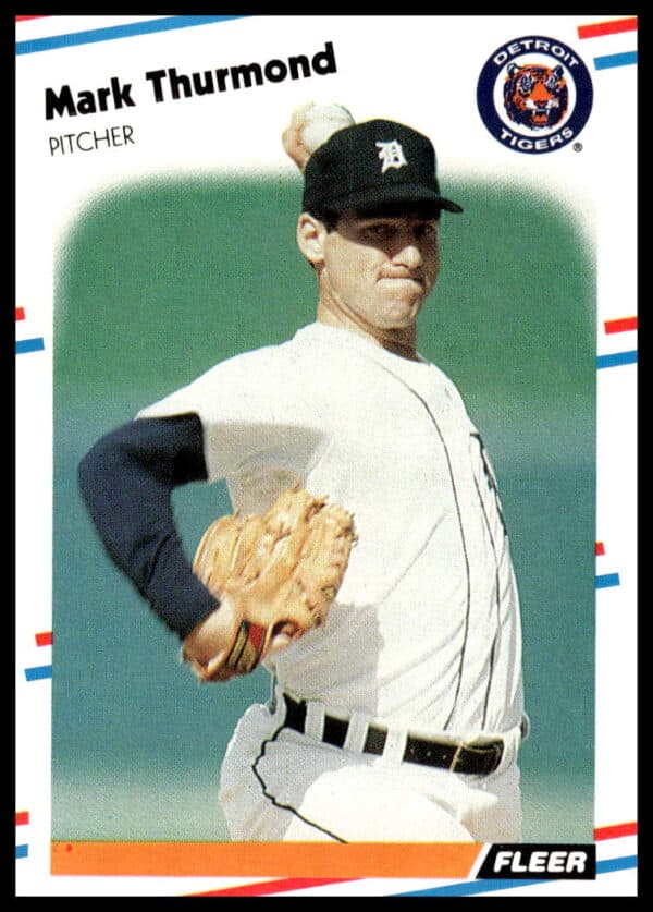 1988 Fleer Mark Thurmond baseball card #73, San Diego Padres pitcher in action.