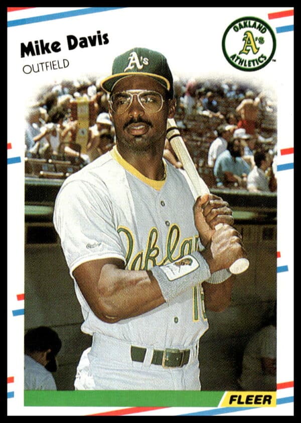 1988 Fleer Mike Davis Baseball Card #277, showcasing vintage design and player action.