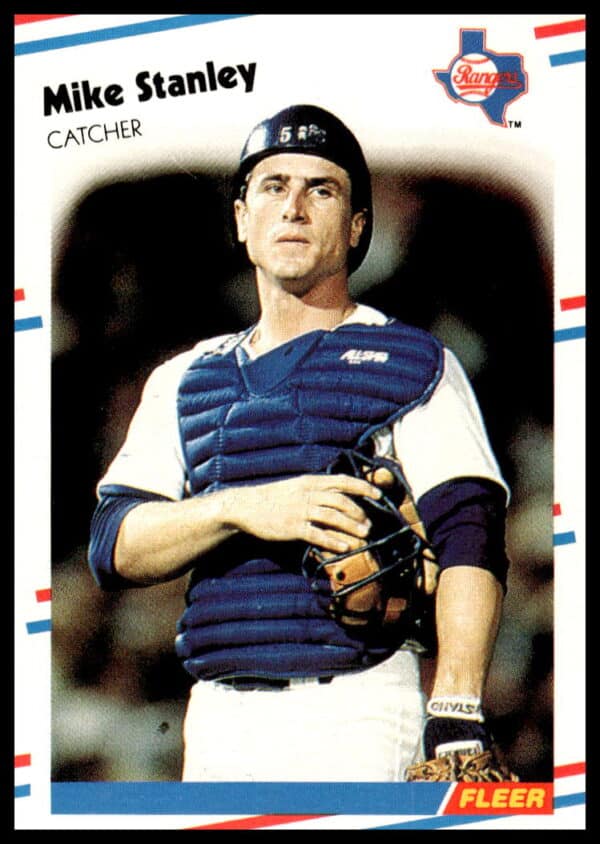 Mike Stanley 1988 Fleer card #480 in Texas Rangers uniform, collectors item.