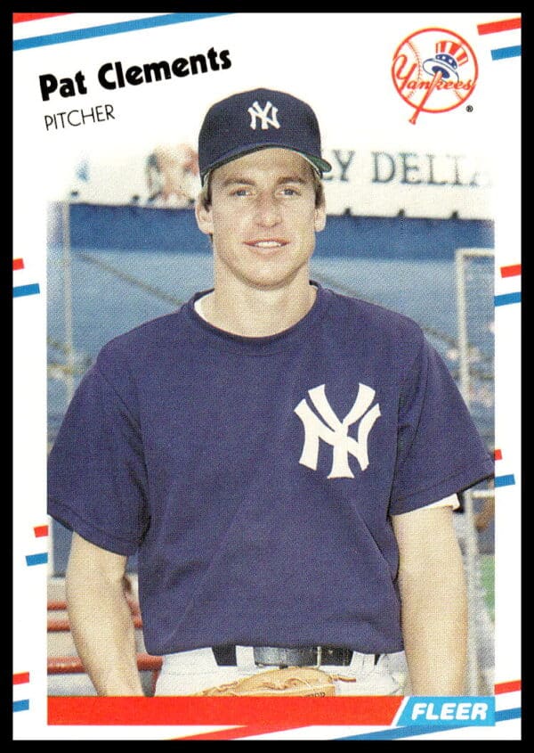 1988 Fleer Pat Clements Baseball Card #204, Pittsburgh Pirates Pitcher Mid-Pitch, Vintage Collectible.