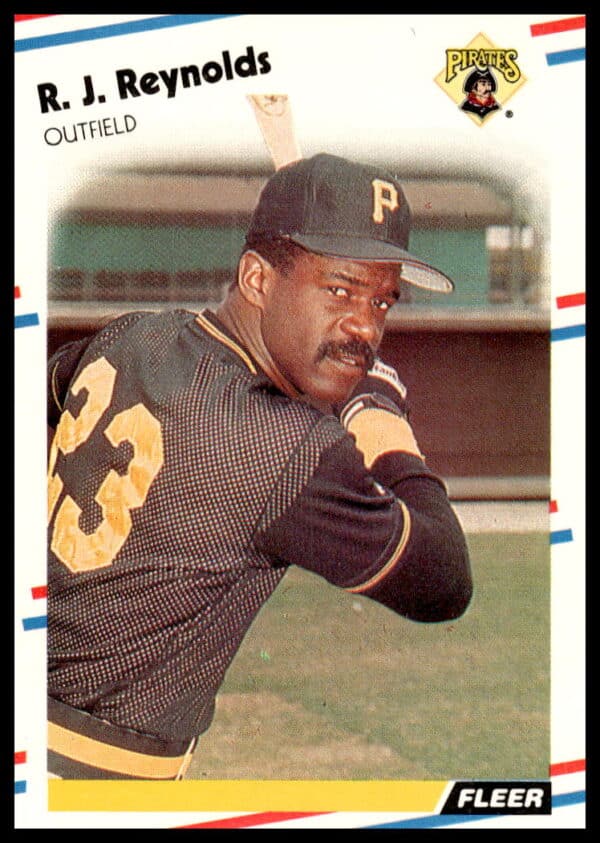 R.J. Reynolds 1988 Fleer baseball card #339, Pittsburgh Pirates outfielder in action.