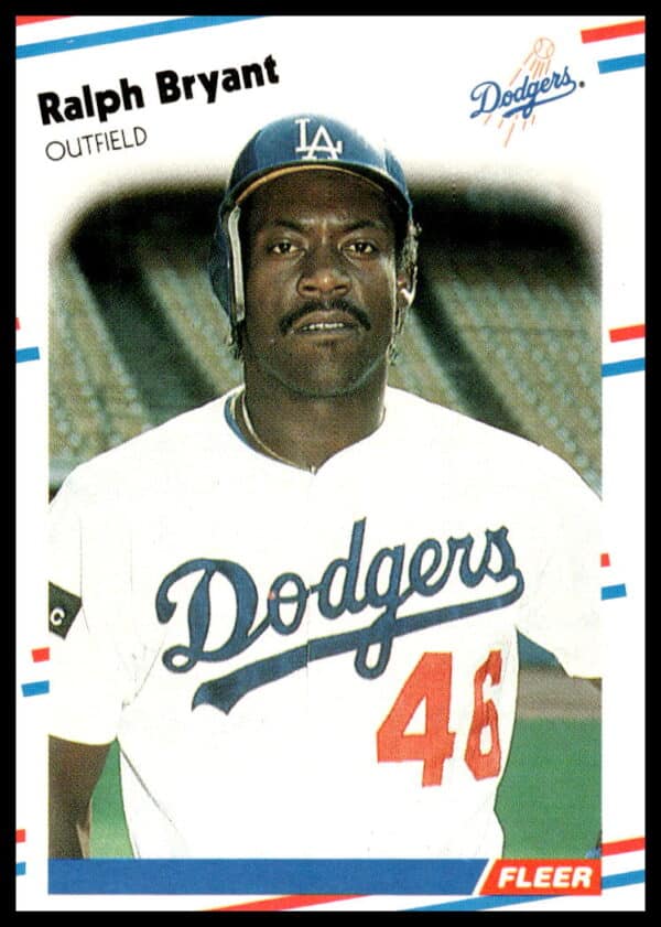 Ralph Bryant 1988 Fleer card #510, Dodgers outfielder in uniform on the field.