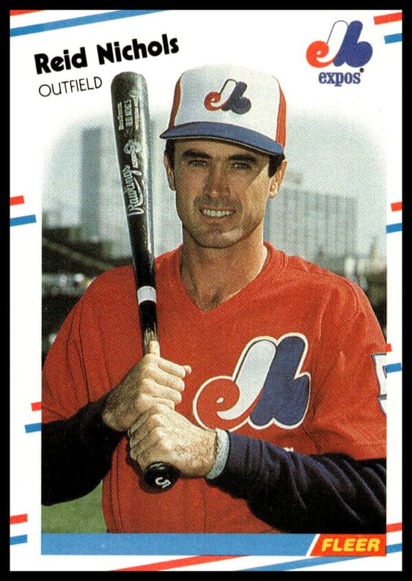 Reid Nichols 1988 Fleer Baseball Card #191, featuring a classic batting pose.