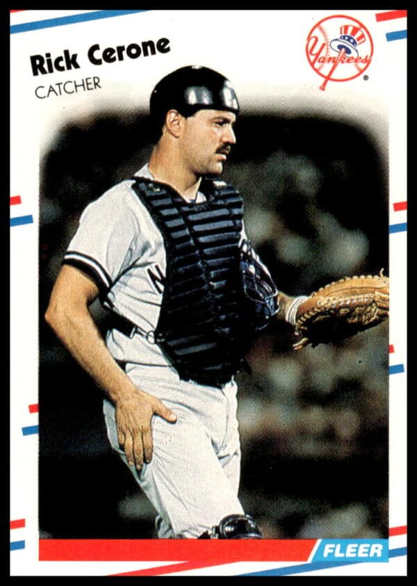 1988 Fleer Baseball Card Front: Rick Cerone #203 in Team Uniform