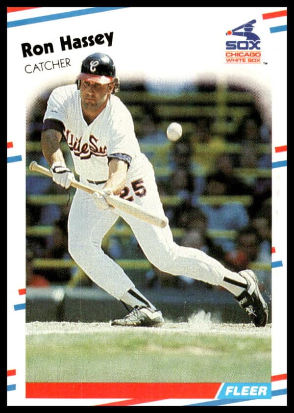 Ron Hassey 1988 Fleer Baseball Card #399 with Stadium Backdrop