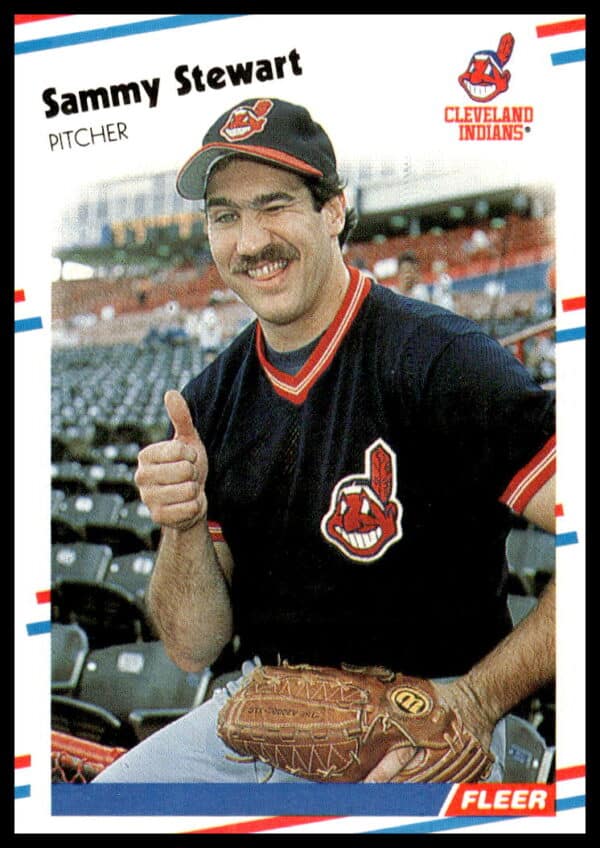1988 Fleer baseball card, Sammy Stewart #616, Baltimore Orioles pitcher, classic collectible.
