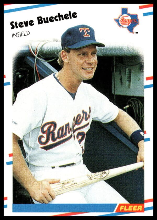 Steve Buechele 1988 Fleer Baseball Card #463, Texas Rangers, Front View.