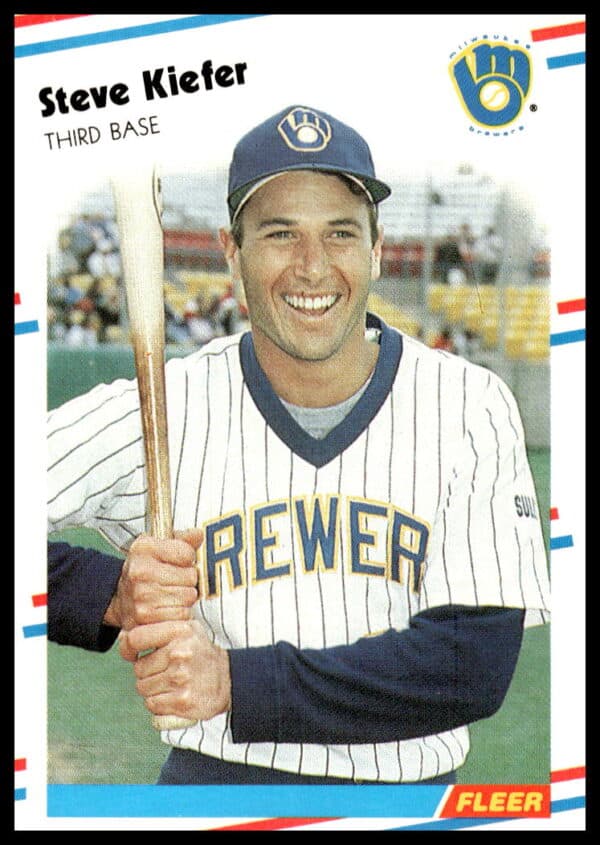 1988 Fleer card showing Steve Kiefer in Brewers uniform, card #167.
