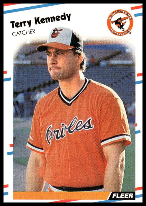 1988 Fleer Terry Kennedy #563 baseball card, catcher portrait in team uniform.